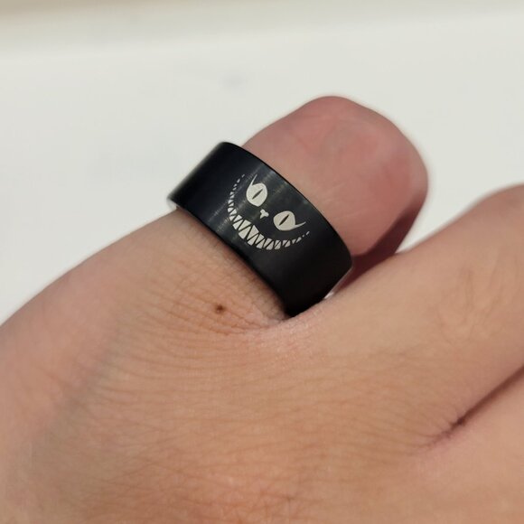 Alice Wonderland Cheshire Cat Black Tungsten Ring Size 5 - Picture 5 of 6